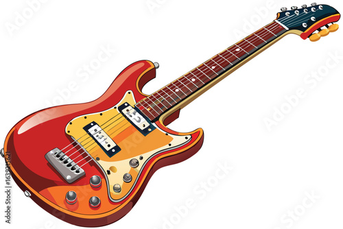 Vibrant Red Electric Guitar Illustration A Classic Musical Instrument Depiction for Music Enthusiasts and Creative Projects Ready to Rock