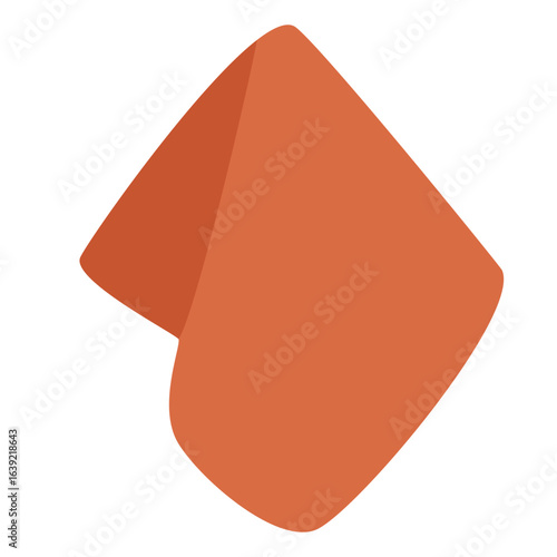 Flat design orange cleaning cloth icon, ideal for wiping surfaces, dusting furniture, and maintaining household cleanliness in vector format.
