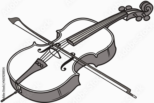 violin, bow, musical instrument, string instrument, monochrome, line art, illustration, classic, music, art, drawing, sketch, vector, design, elegant, strings, instrument, fiddle, acoustic, orchestra,