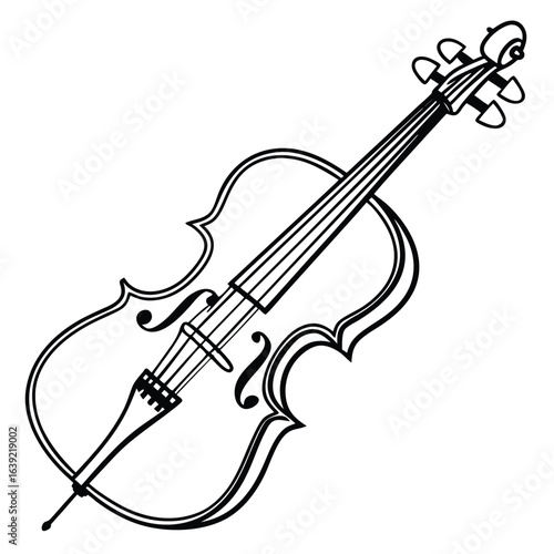 violin, bow, musical instrument, string instrument, monochrome, line art, illustration, classic, music, art, drawing, sketch, vector, design, elegant, strings, instrument, fiddle, acoustic, orchestra,