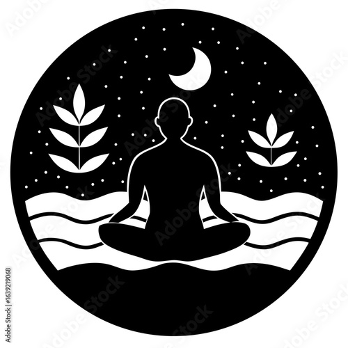 silhouette of yoga