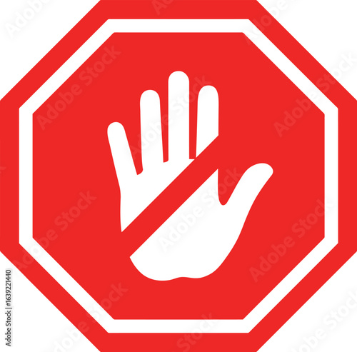 Stop sign with hand icon prohibition warning danger