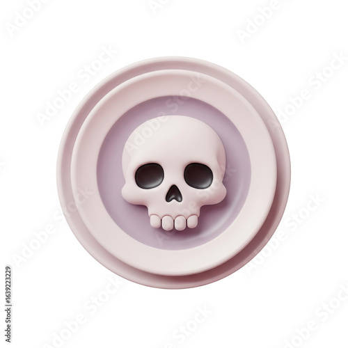 Skull Symbol Centered On Circular Levels Floating With A Transparent Background
