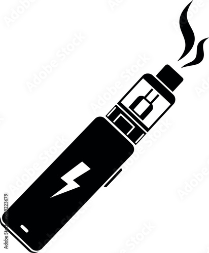 Vape pen with lightning bolt icon black and white