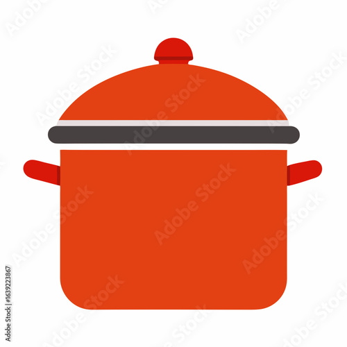 red saucepan with lid