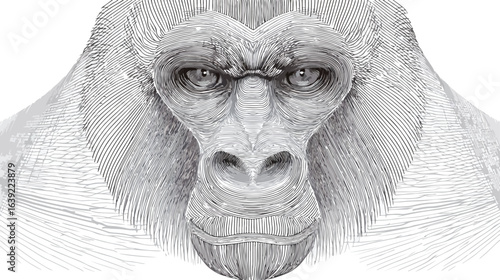 Gorilla head close up illustration