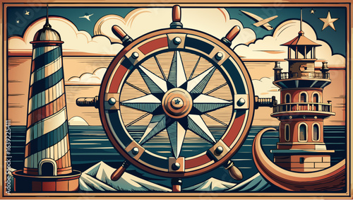 steering wheel on a ship