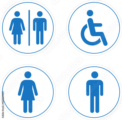 Toilet sign. Bathroom glyph icon, Washroom, Restroom, toilet sign printable public sign symbol man woman wc. Female or male WC door plate symbol. Printable sticker. Vector illustration.