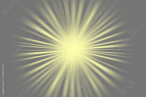 Bright yellow starburst radiating light and energy outward from a central glowing point on a gray background