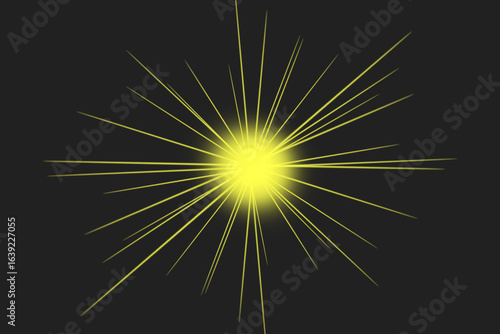 Wallpaper Mural Bright yellow starburst effect with radial light streaks against a dark background Torontodigital.ca