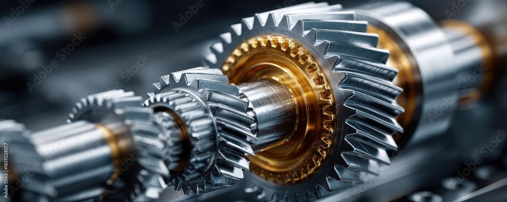 Gear axis of spinner gun concept. Close-up of metallic gears showcasing precise engineering details. Gear axis of spinner gun concept. Close-up of metallic gears showcasing precise engineering details.