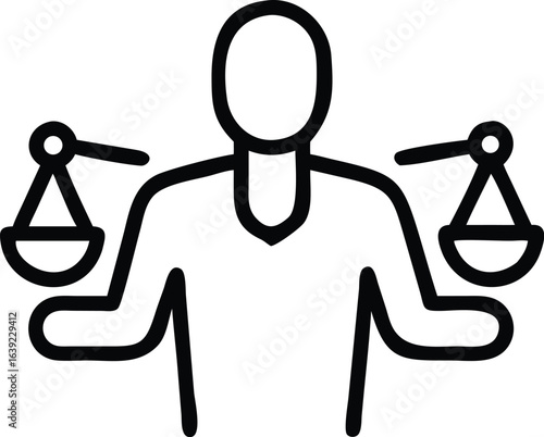 Person holding scales of justice balanced concept