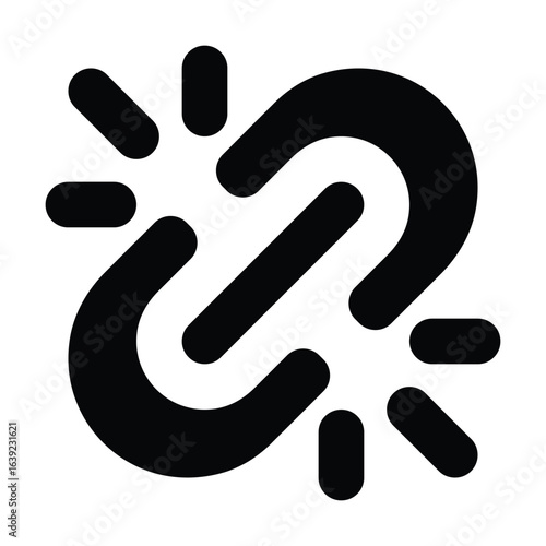 Solid broken link icon for error or disconnected URL.