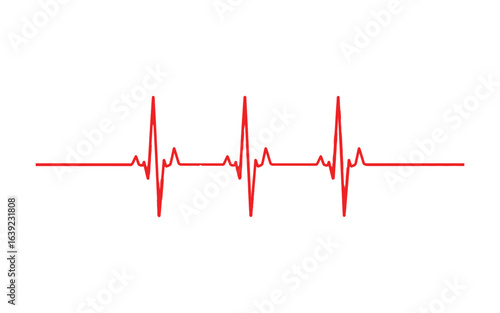Vibrant red heartbeat line illustration for medical designs, health awareness campaigns, and dynamic healthcare presentations, life, vitality