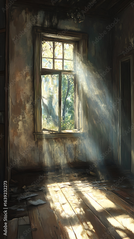 Obraz premium Sunlight in abandoned room