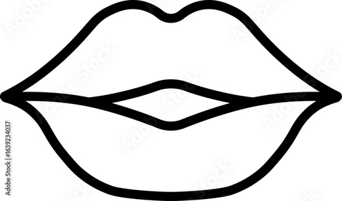 Woman lips icon in linear style.
