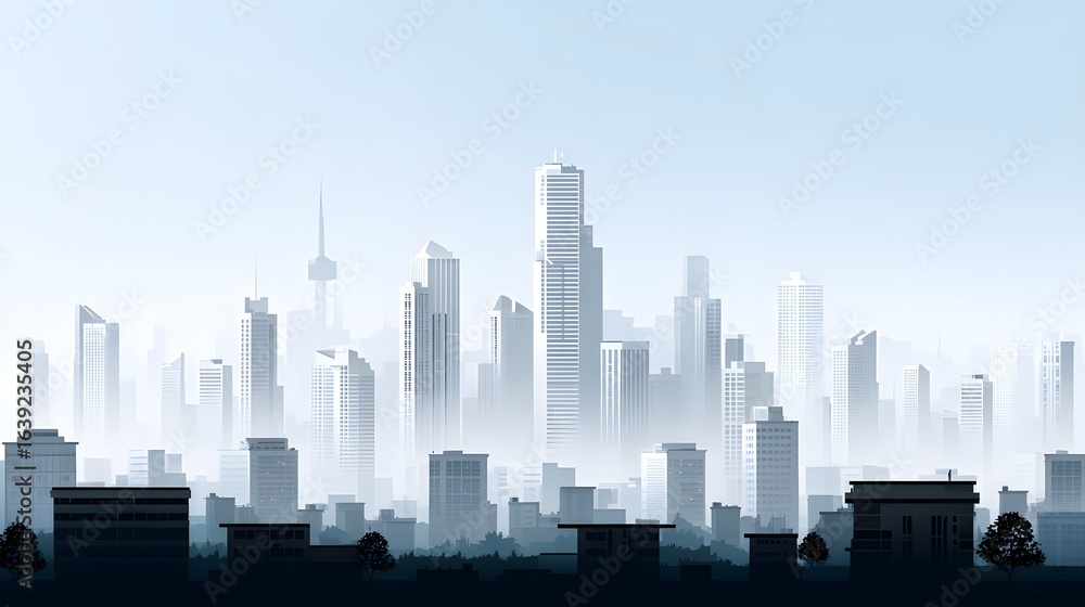 Naklejka premium 빌딩이 많은 도시 일러스트