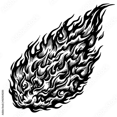 Ember in Flight: An illustration of an ember blazing across the vastness. Capturing the fierce energy of flames in a dynamic composition.