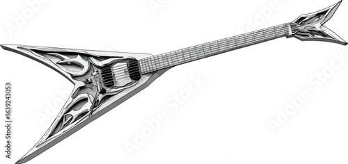 Gray electric guitar graphic illustration