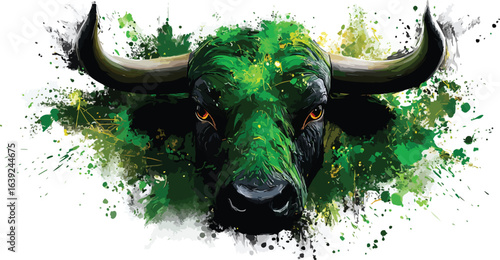 Green bull head illustration
