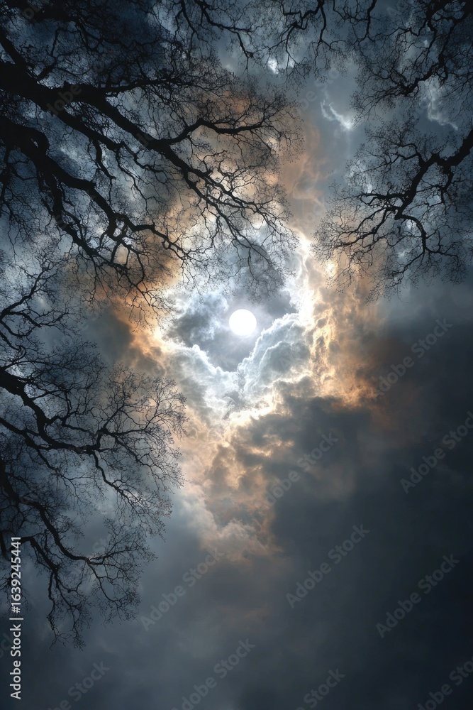 Naklejka premium Moonlit Branches