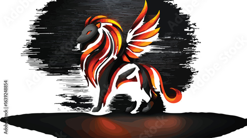 Majestic winged lion illustration