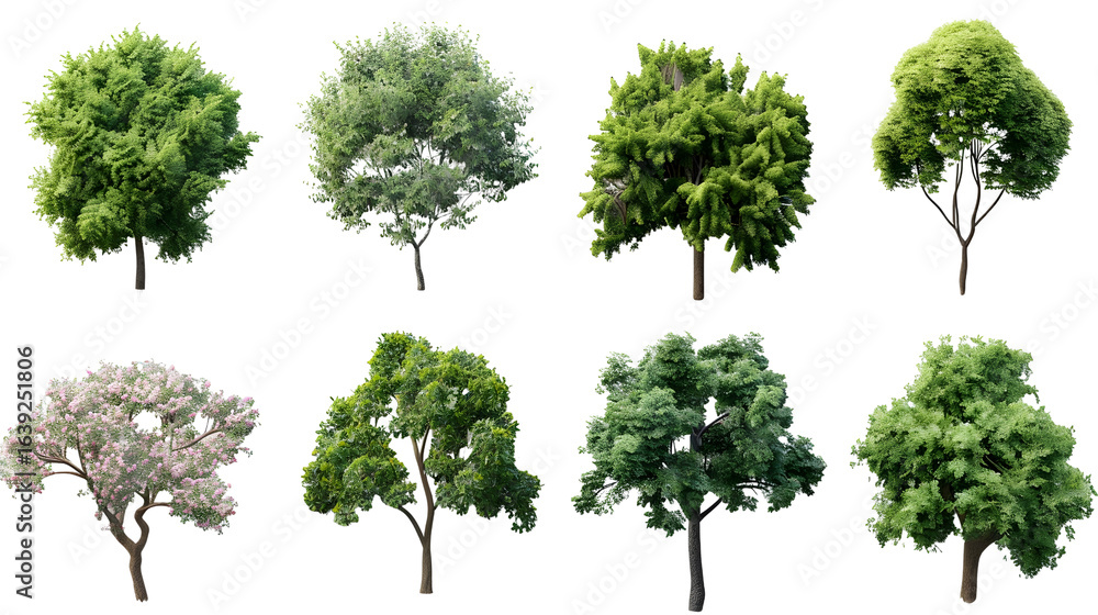 Fototapeta premium Variety of Lush Trees in Different Seasons and Figures for Nature Scenes