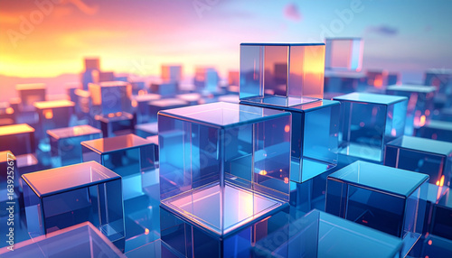 Floating Cubes in Ethereal Light