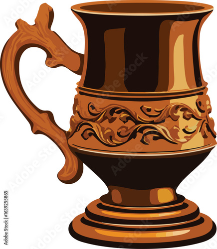 Ornate copper mug with floral design