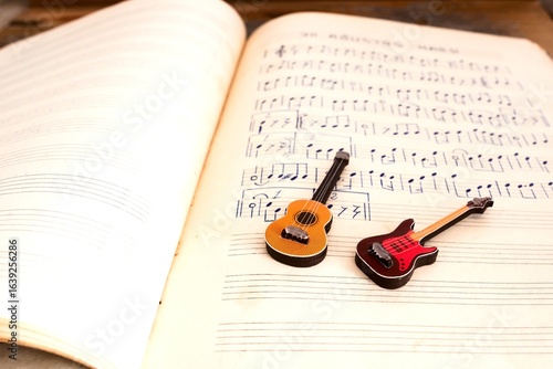 music notes and guitar