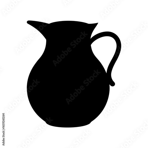 Silhouette of a clay water pitcher matka for storing cool water on transparent background