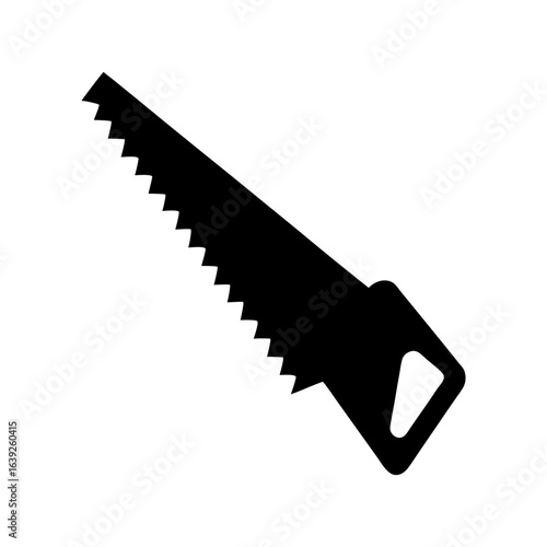 Silhouette of a handsaw with white background simple tool icon for carpentry and repair themes  