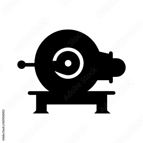 Silhouette of a hand turned grinding wheel icon for sharpening tools with transparent background
