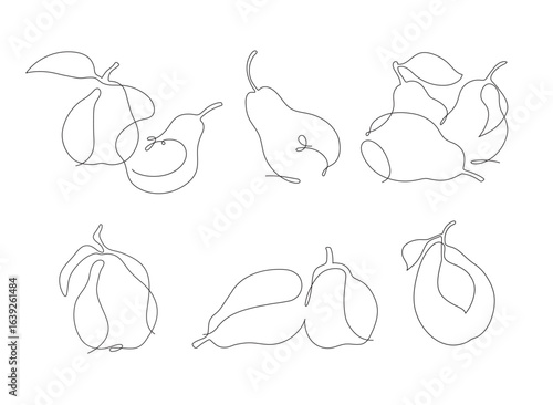 Graphic vector clip art with stylized pears in minimalism