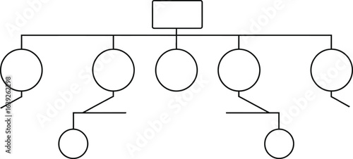 Genealogy Chart: A stark, minimalist genealogy chart, illustrating the fundamental structure of family lineage through simple lines and shapes.