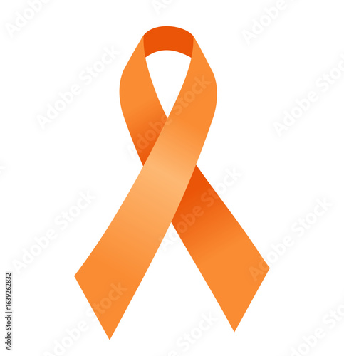 Orange ribbon. Symbol of Animal Abuse, leukemia awareness, kidney cancer association, multiple sclerosis. World COPD day