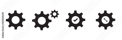 Gears vector icon set . Setting icon set. Setting, cogwheel, gear icon element set - Vector .  

