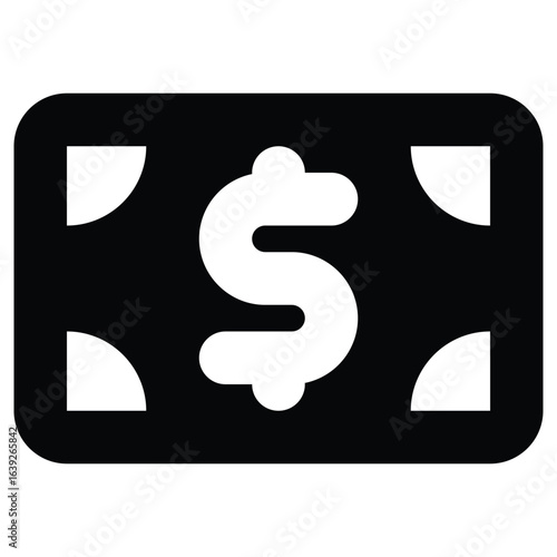 Solid cash icon for money, currency, and payments