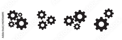 set of gear icons on white background . Gear with check mark symbol settings .   
 
