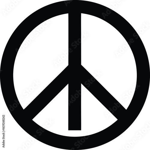 Black peace symbol silhouette isolated on white background