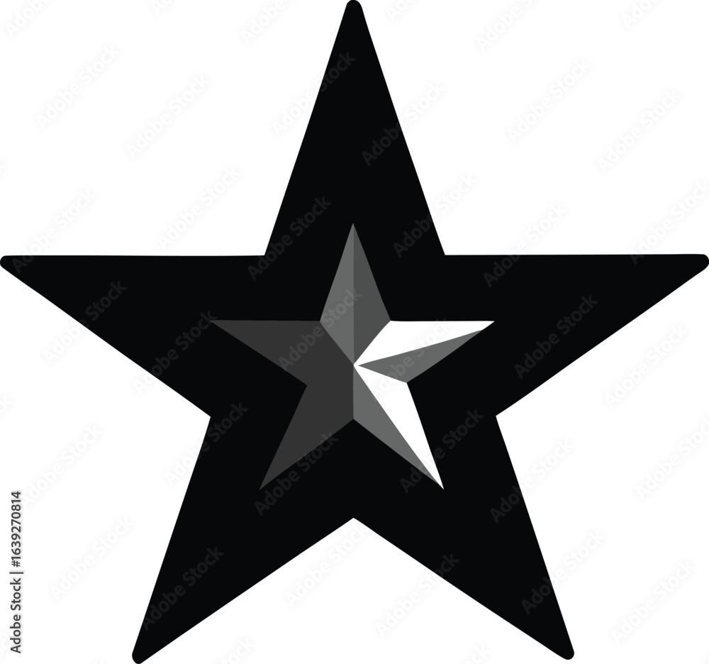Fototapeta premium Black and grey star silhouette isolated on white background