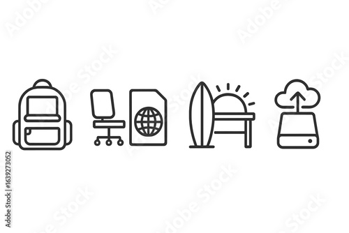 Travel essentials for a remote work and beach adventure during summer