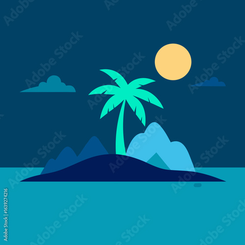 tropical island with palm trees