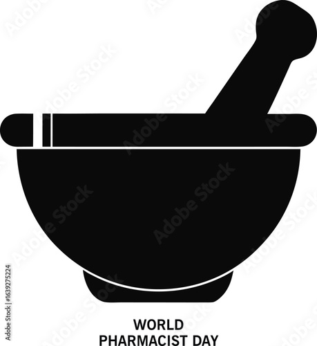Mortar and pestle silhouette isolated on white background