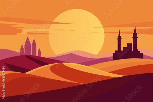 sunset in the desert