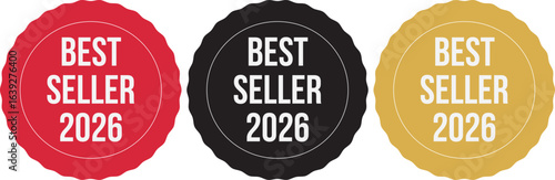Best Seller 2026 Vector Set , Premium Product Badge for Top Sales Recognition. Easily Resize & Editable