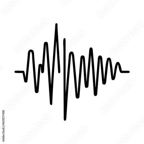 Black line graph showing fluctuations and variations in amplitude on a white background visual pattern