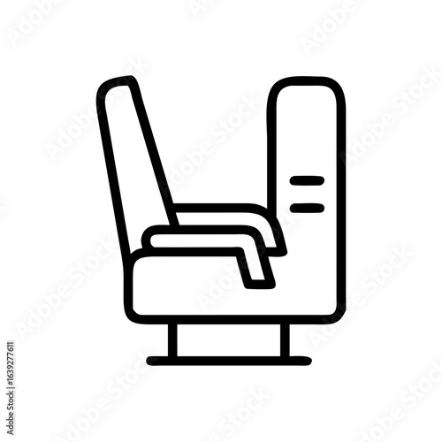 Outline illustration of a comfortable chair with armrests and a supportive backrest design isolated