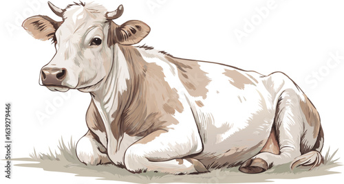 Cow illustration vector design, Cow logo and icon design, Cow sitting vector design, Cow cartoon vector design