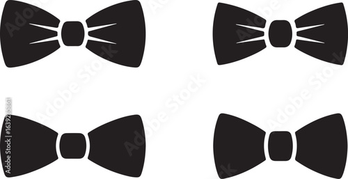 Simple Bow Tie Silhouette Icon Set for Fashion – Black on White